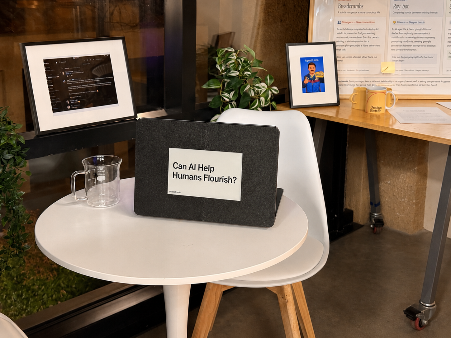Breadcrumbs — a public e-ink window surfacing a stranger's reading